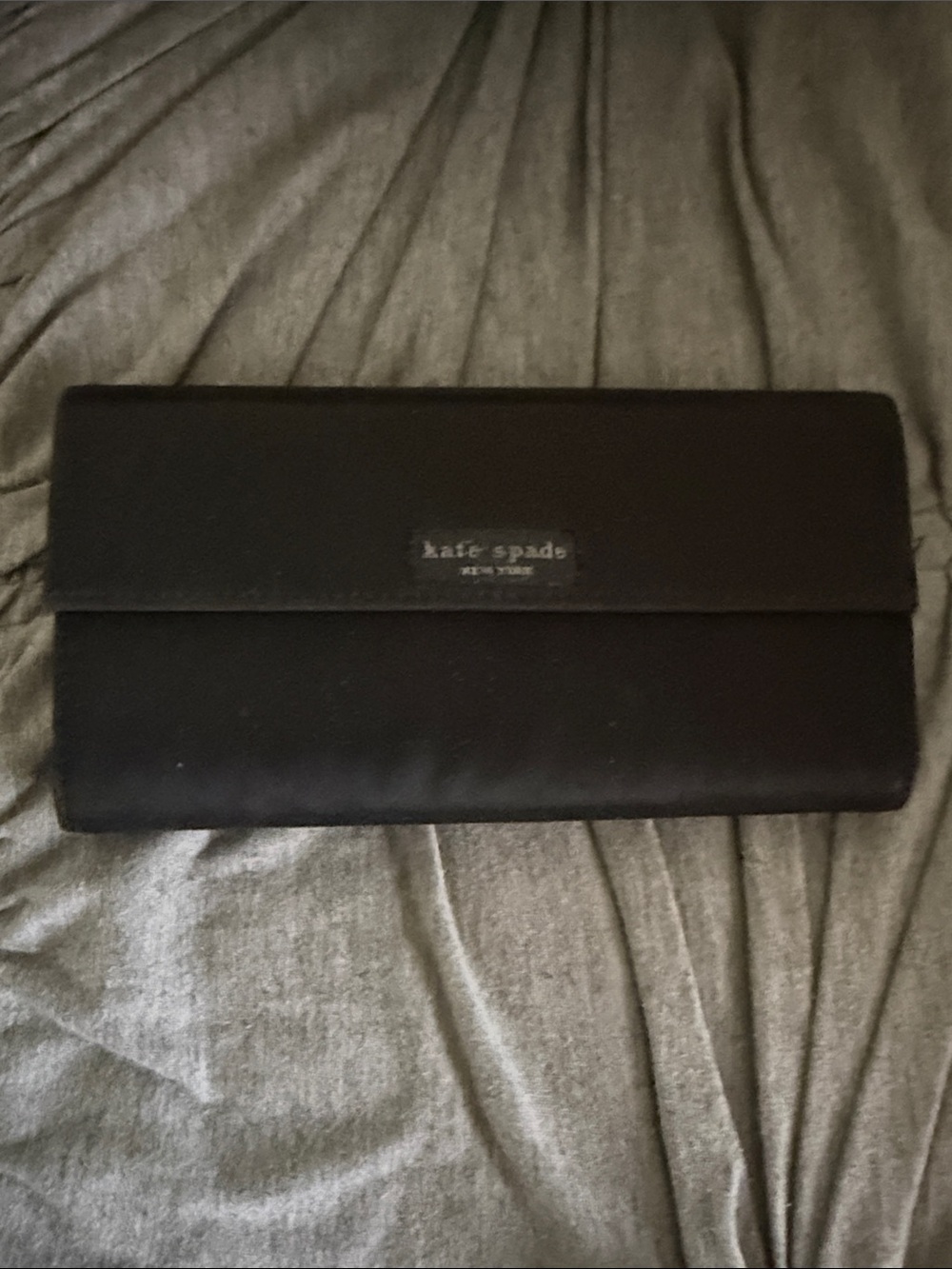 kate spade black leather flap wallet clutch